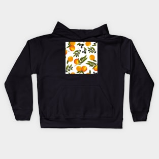 Olives and oranges on white Kids Hoodie